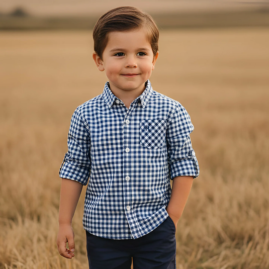 Love Henry Boys Dress Shirt - Blue Check