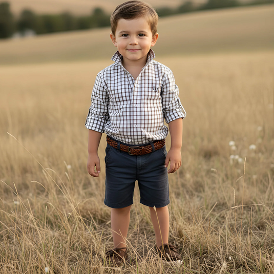 Love Henry Boys Oxford Dress Shirt - Tan Check