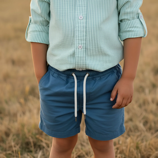 Love Henry Boys Sonny Shorts - Blue Linen
