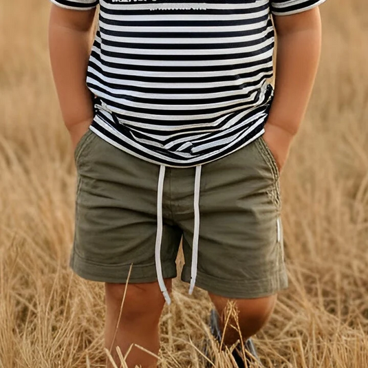 Love Henry Boys Sonny Shorts - Olive Brown Linen