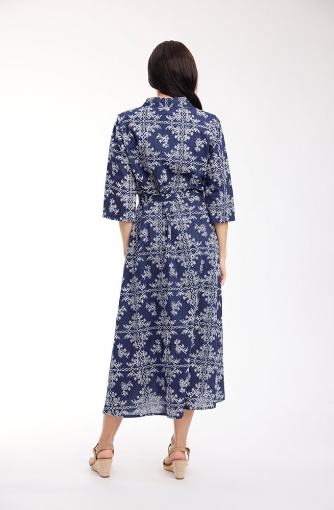 Load image into Gallery viewer, Orientique Womens Broderie Print Dress Collar Long

