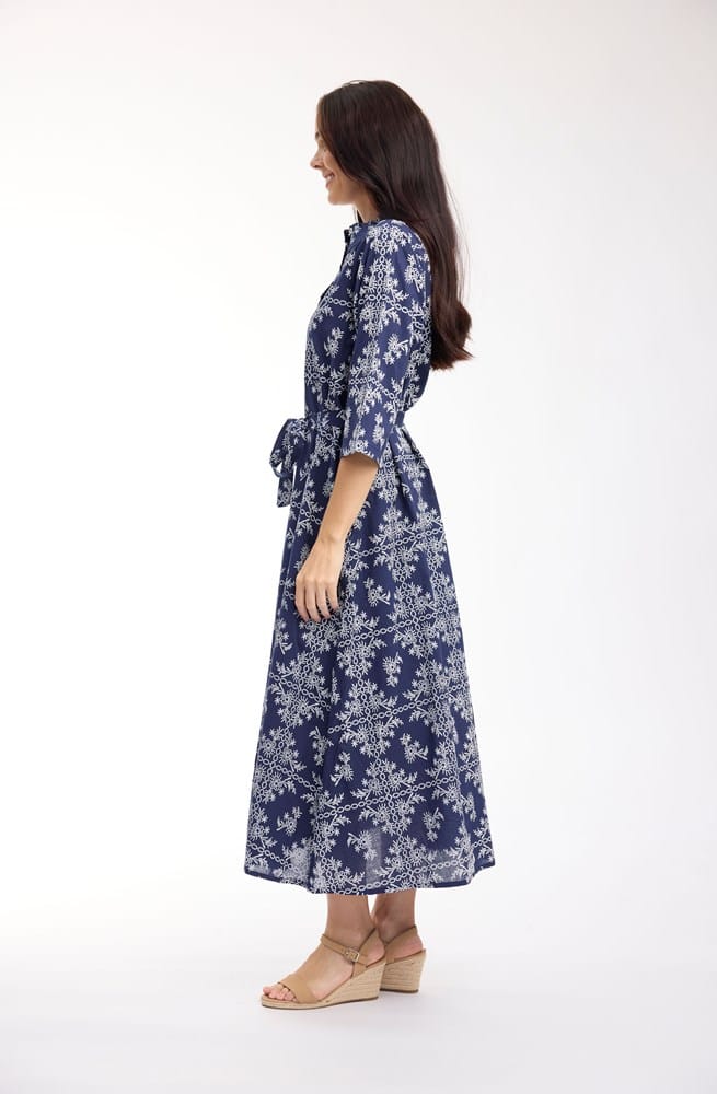 Load image into Gallery viewer, Orientique Womens Broderie Print Dress Collar Long
