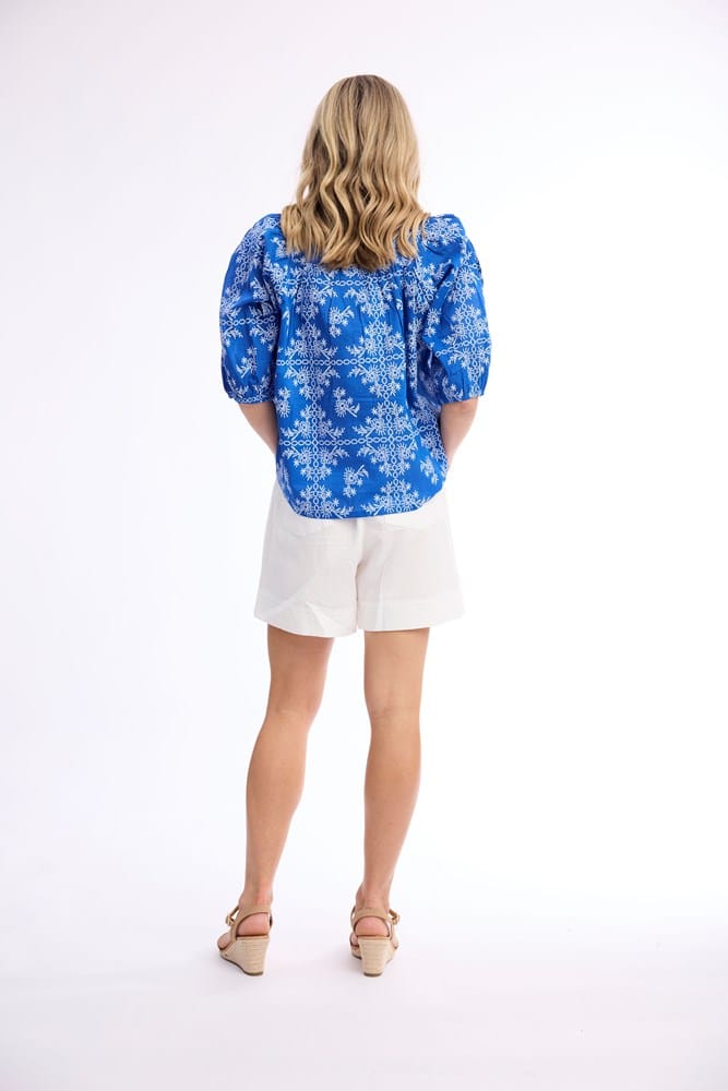 Load image into Gallery viewer, Orientique Womens Broderie Print Top Square Neckline
