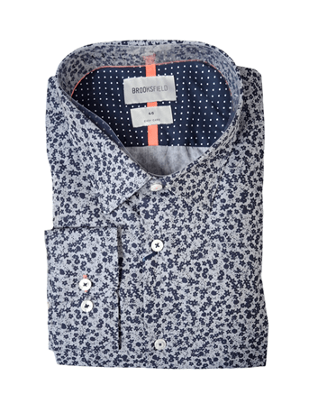 Brooksfield Mens Easy Care Business Shirt - Navy