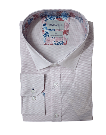 Brooksfield Mens Stretch Performance Shirt - Pink