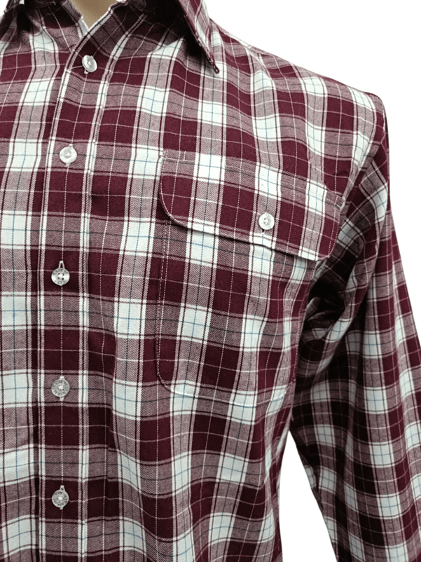 Load image into Gallery viewer, Bisley Mens Long Sleeve Brushed Cotton Shirt - Burgundy Check
