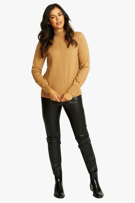 Pingpong Womens Merino Turtle Neck Pullover - Butterscotch