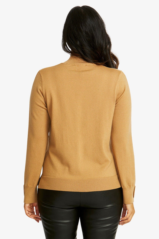 Pingpong Womens Merino Turtle Neck Pullover - Butterscotch