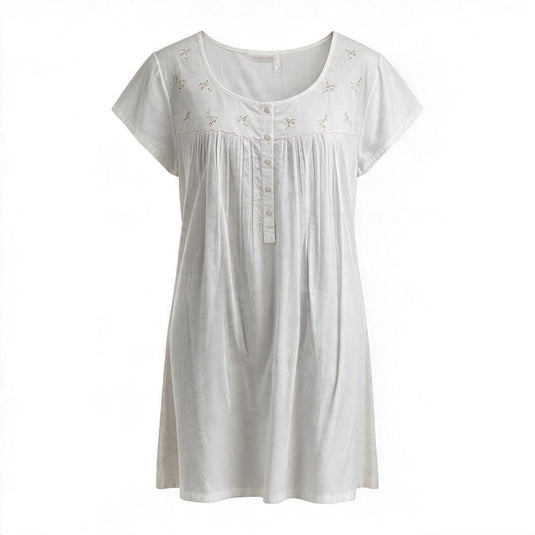French Country Womens Nightie Cap Sleeve - White Blossom