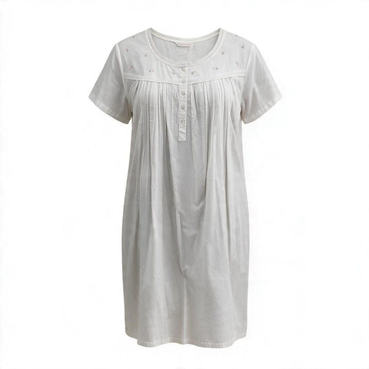 French Country Womens Nightie Cap Sleeve - White Camellia