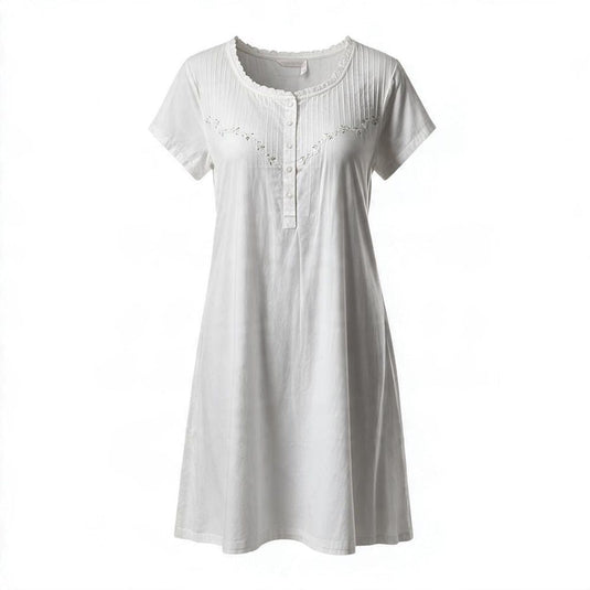 French Country Womens Nightie Cap Sleeve - White Vine