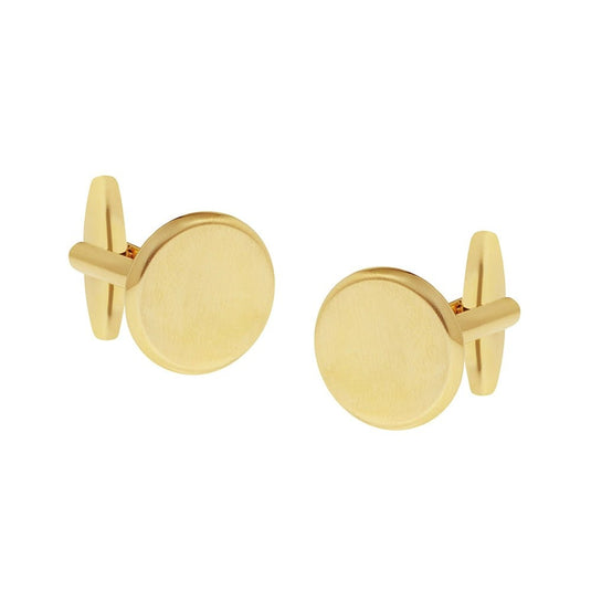 Buckle Mens Round Brushed Gold Cufflinks