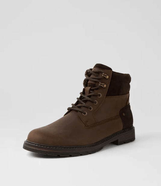 Colorado Mens Crown Dark Brown Leather Lace Up Boots