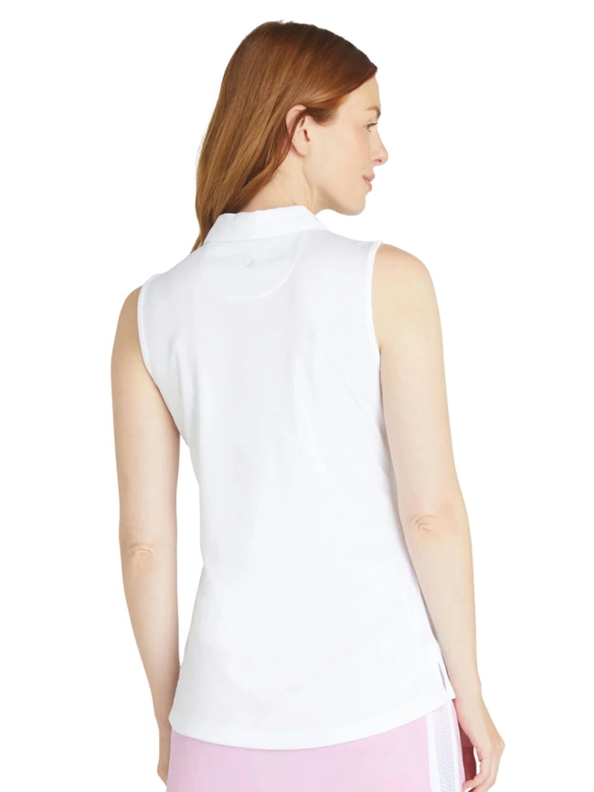 Load image into Gallery viewer, Callaway Womens Tournament Sleeveless Polo - Bright White
