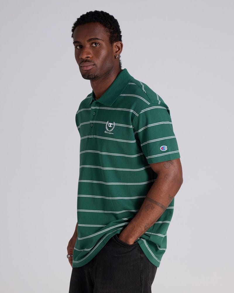 Load image into Gallery viewer, Champion Mens Yarn Dye Club Polo - Hunter Green
