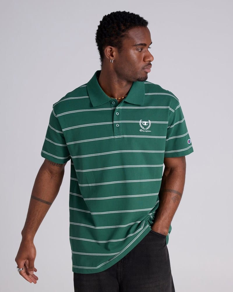 Load image into Gallery viewer, Champion Mens Yarn Dye Club Polo - Hunter Green
