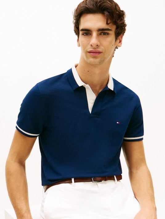 Tommy Hilfiger Mens Contrast Collar Block Polo - Carbon Navy