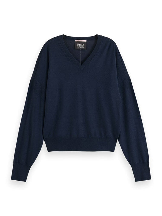 Scotch & Soda Womens Core V-Neck Relaxed Pullover