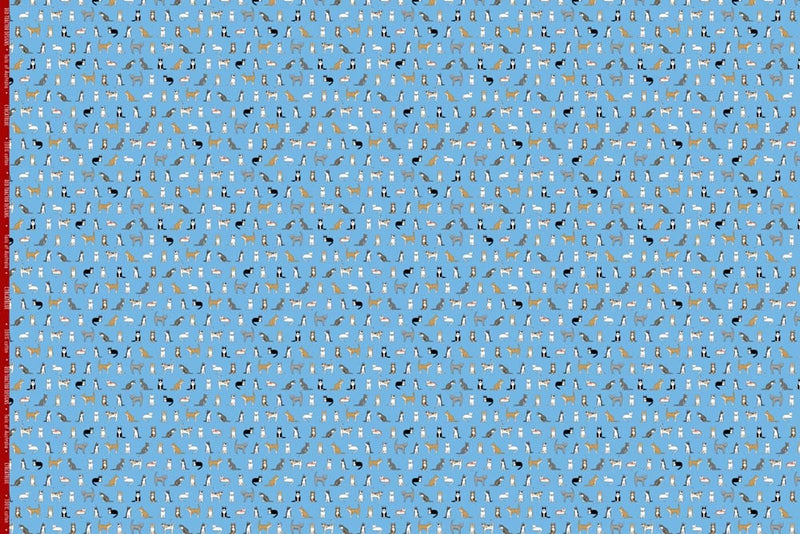 Load image into Gallery viewer, Red Tractor Designs &quot;Cats On Blue&quot; Cotton Fabric
