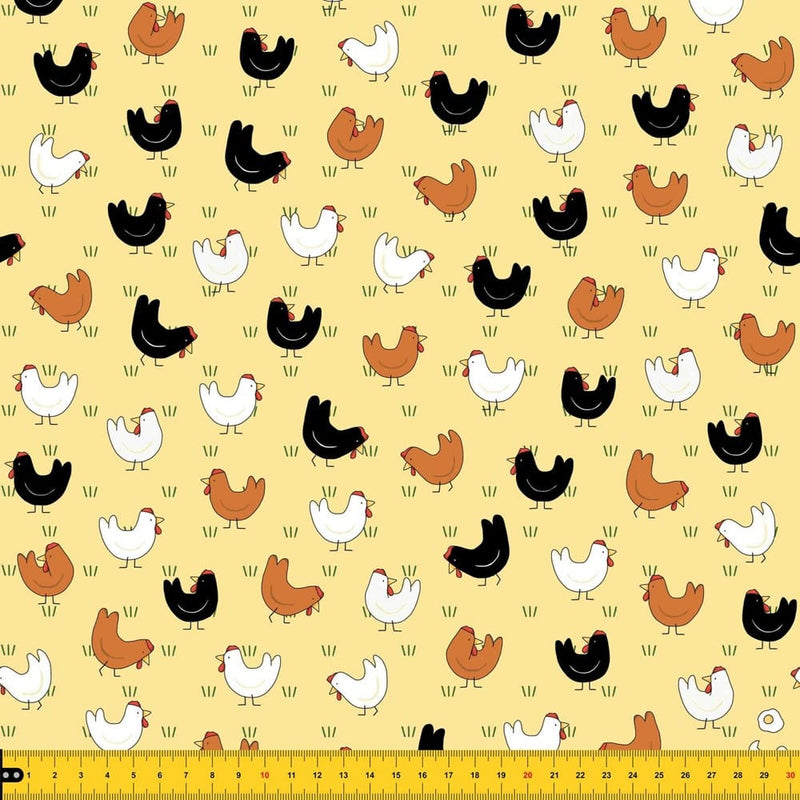 Load image into Gallery viewer, Red Tractor Designs &quot;Chooks On Butter&quot; Cotton Fabric

