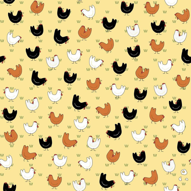 Load image into Gallery viewer, Red Tractor Designs &quot;Chooks On Butter&quot; Cotton Fabric

