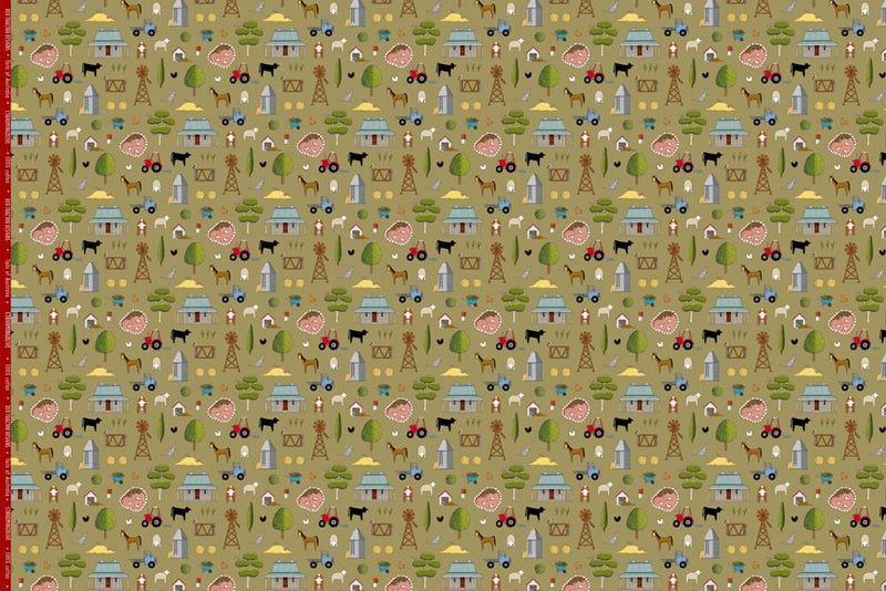 Load image into Gallery viewer, Red Tractor Designs &quot;Homing Instincts on Olive&quot; Cotton Fabric
