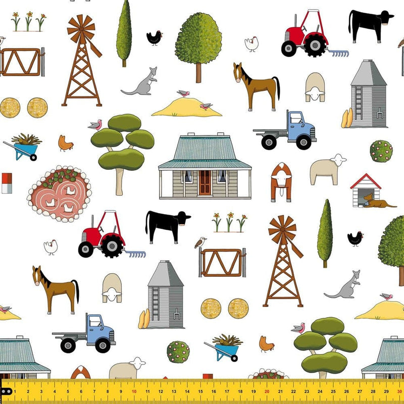 Load image into Gallery viewer, Red Tractor Designs &quot;Homing Instincts on White&quot; Cotton Fabric
