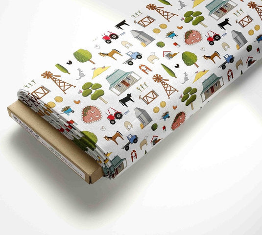 Red Tractor Designs "Homing Instincts on White" Cotton Fabric