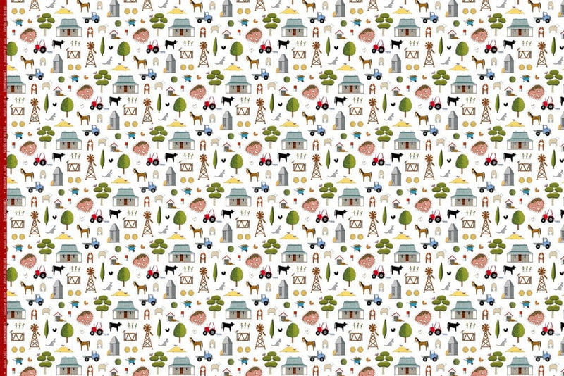 Load image into Gallery viewer, Red Tractor Designs &quot;Homing Instincts on White&quot; Cotton Fabric
