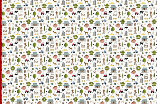 Red Tractor Designs "Homing Instincts on White" Cotton Fabric