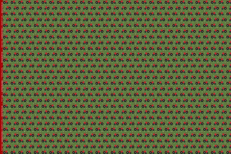 Load image into Gallery viewer, Red Tractor Designs &quot;Red Tractors On Green&quot; Cotton Fabric
