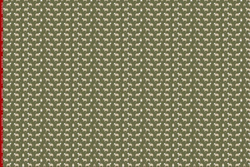 Load image into Gallery viewer, Red Tractor Designs &quot;Sheep on Dark Olive&quot; Cotton Fabric
