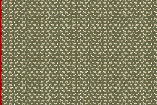 Red Tractor Designs "Sheep on Dark Olive" Cotton Fabric