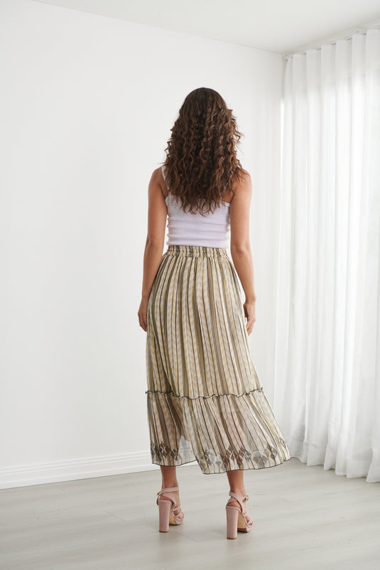 Caju Womens Moroccan Lurex Skirt with Flutter Hem