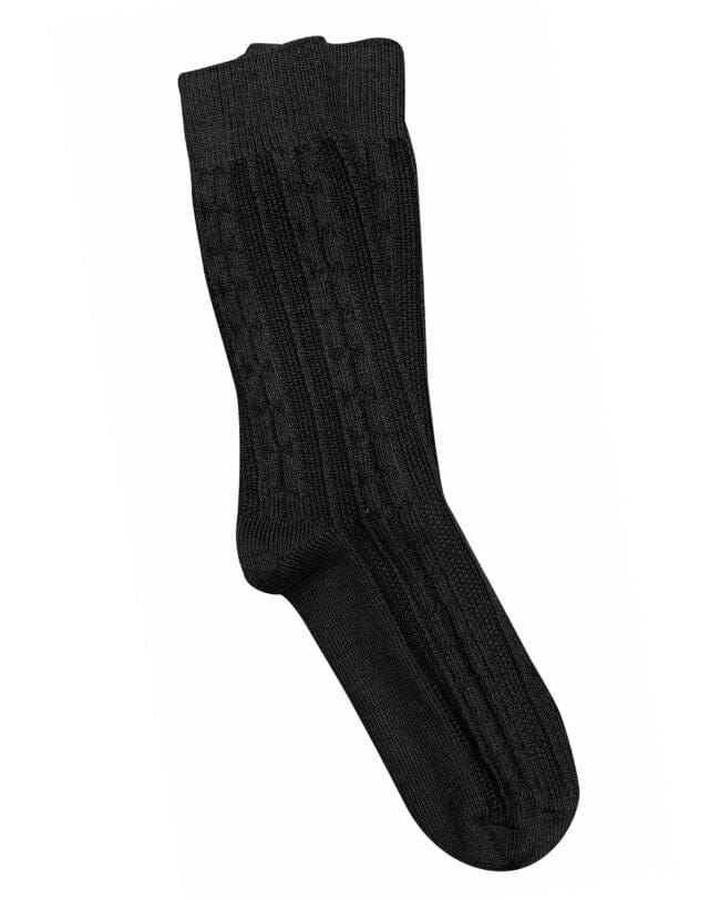 Load image into Gallery viewer, Tightology Womens Cable Merino Wool Socks – Black
