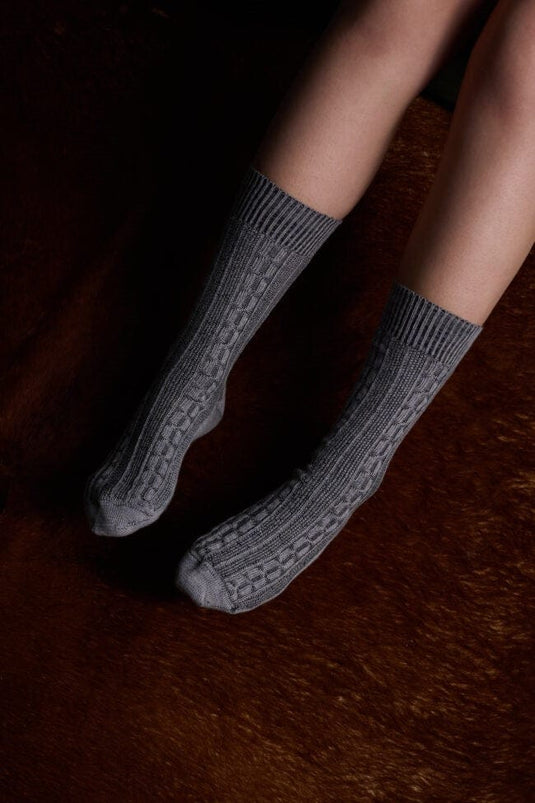 Tightology Womens Cable Merino Wool Socks – Silver
