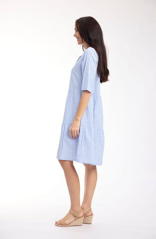 Orientique Womens Seersucker Dress Layers