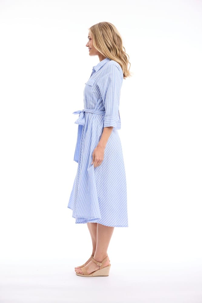 Load image into Gallery viewer, Orientique Womens Seersucker Dress Collar Pockets
