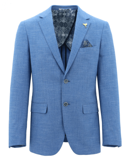 Christian Brookes Mens Jasper Blue Linen 1/2 Lined Sports Jacket