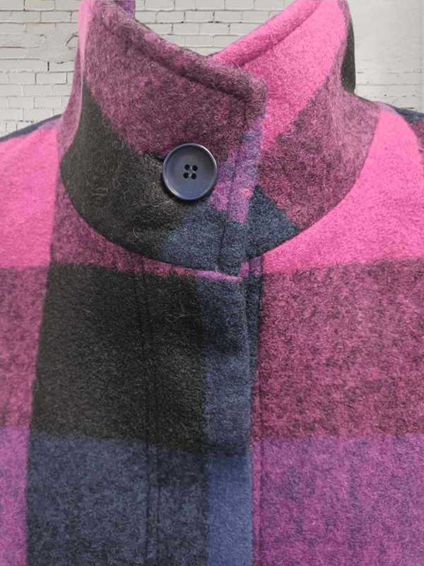 Load image into Gallery viewer, See Saw Womens Brushed Wool Blend Plaid Funnel Neck Coat
