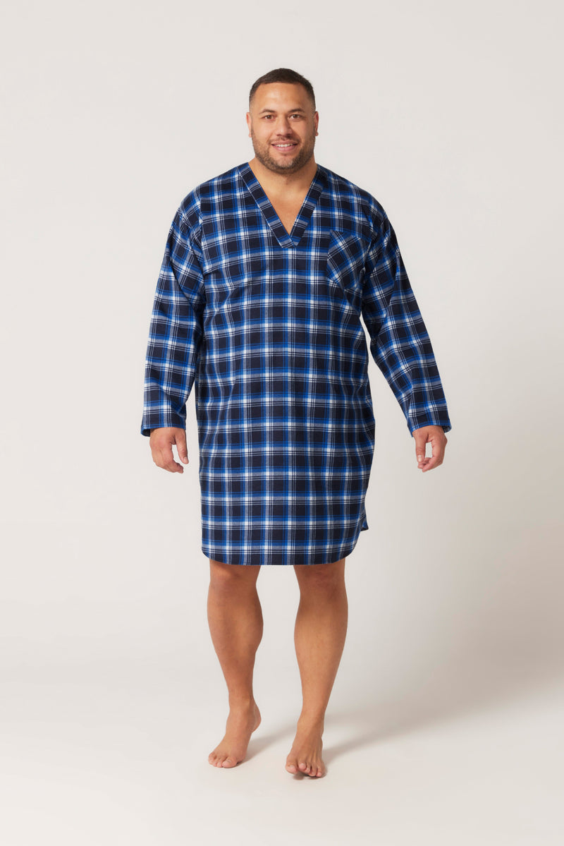 Load image into Gallery viewer, Contare Mens Flannelette Long Sleeve Nightshirt
