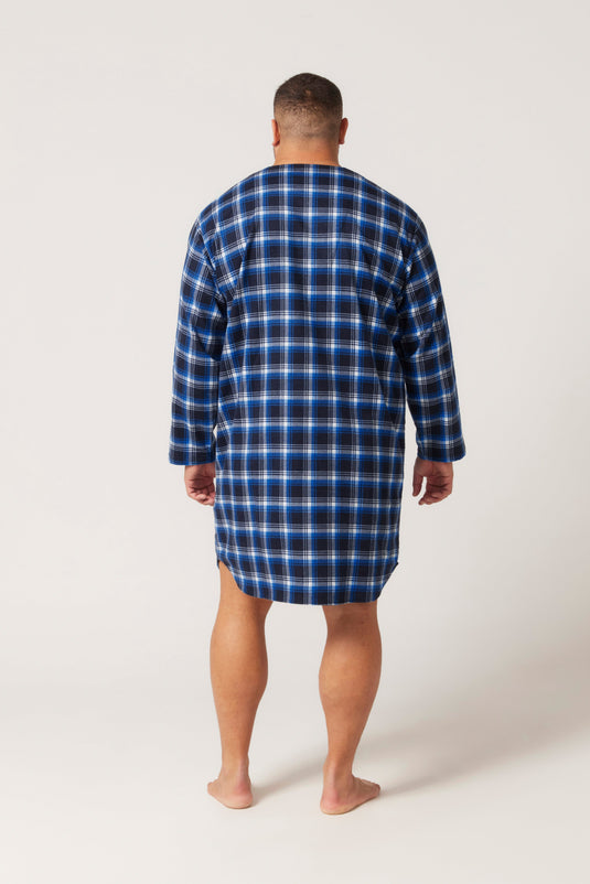 Contare Mens Flannelette Long Sleeve Nightshirt