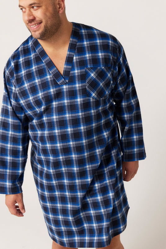 Contare Mens Flannelette Long Sleeve Nightshirt