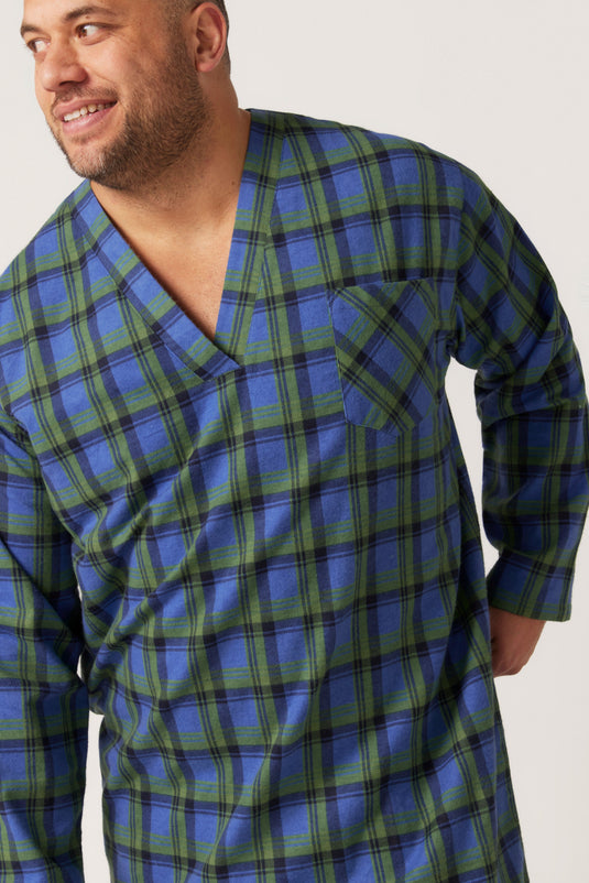 Contare Mens Flannelette Long Sleeve Nightshirt