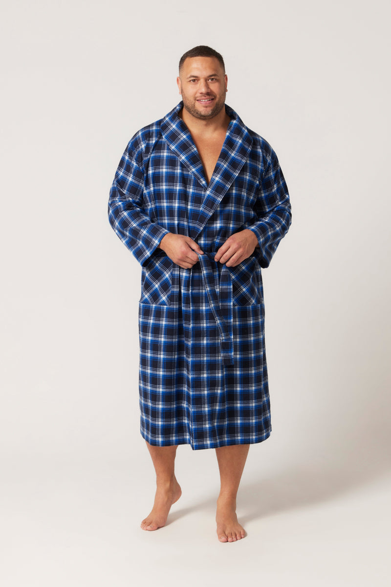 Load image into Gallery viewer, Contare Mens Flannelette Long Sleeve Robe
