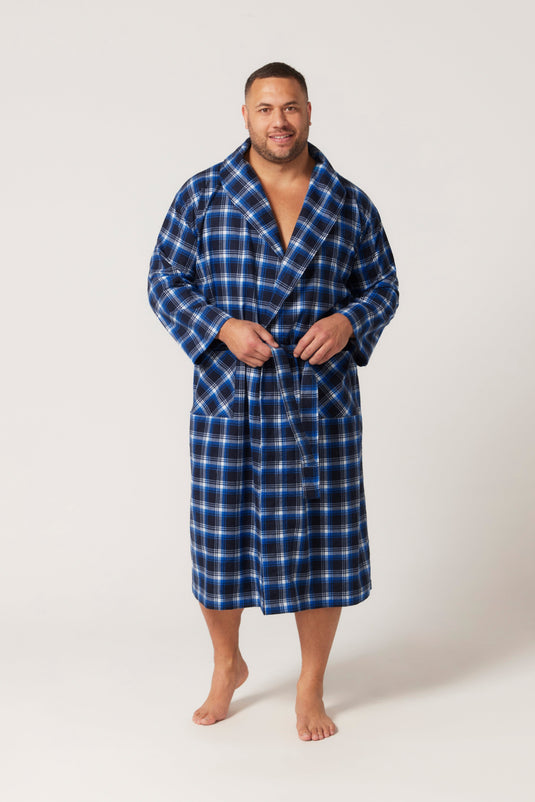 Contare Mens Flannelette Long Sleeve Robe