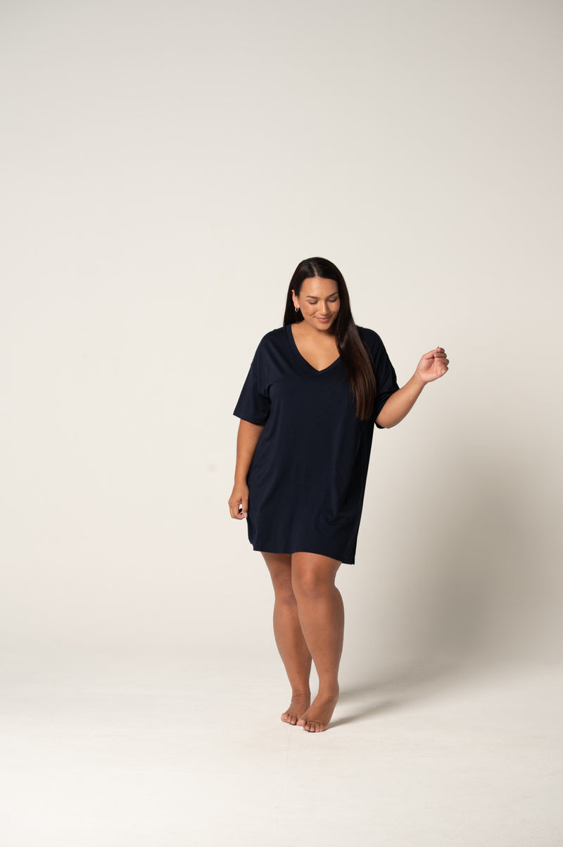Load image into Gallery viewer, Contare Womens French Navy CloudSoft T-Shirt Nightie

