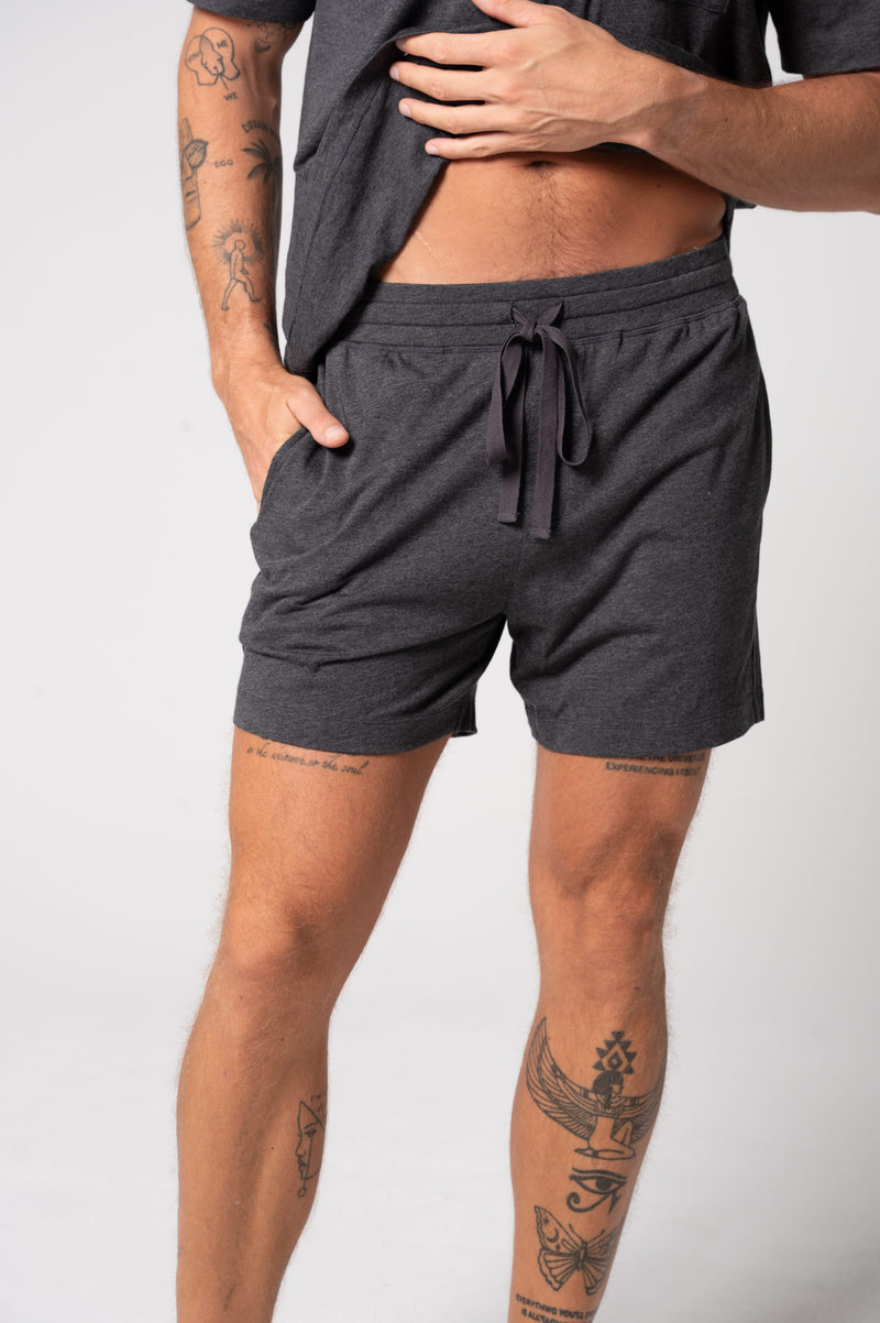 Load image into Gallery viewer, Contare Mens Charcoal CloudSoft Jersey Lounge Short
