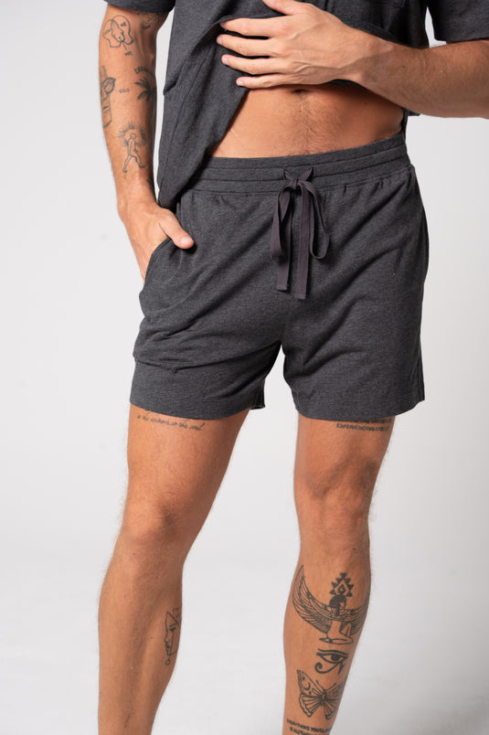 Contare Mens Charcoal CloudSoft Jersey Lounge Short - Plus Size