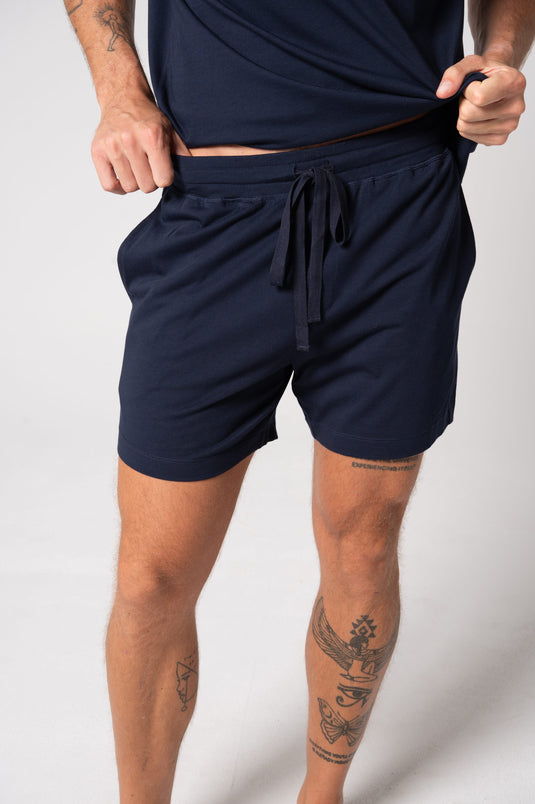 Contare Mens French Navy CloudSoft Jersey Lounge Short - Plus Size